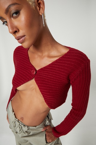 Bella x ABOUT YOU Knit Cardigan 'Lauren' in Red