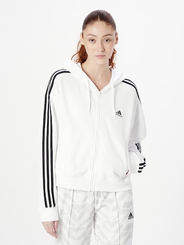 Bluză cu fermoar sport 'Essentials 3-Stripes French Terry' de la ADIDAS SPORTSWEAR pe alb: față