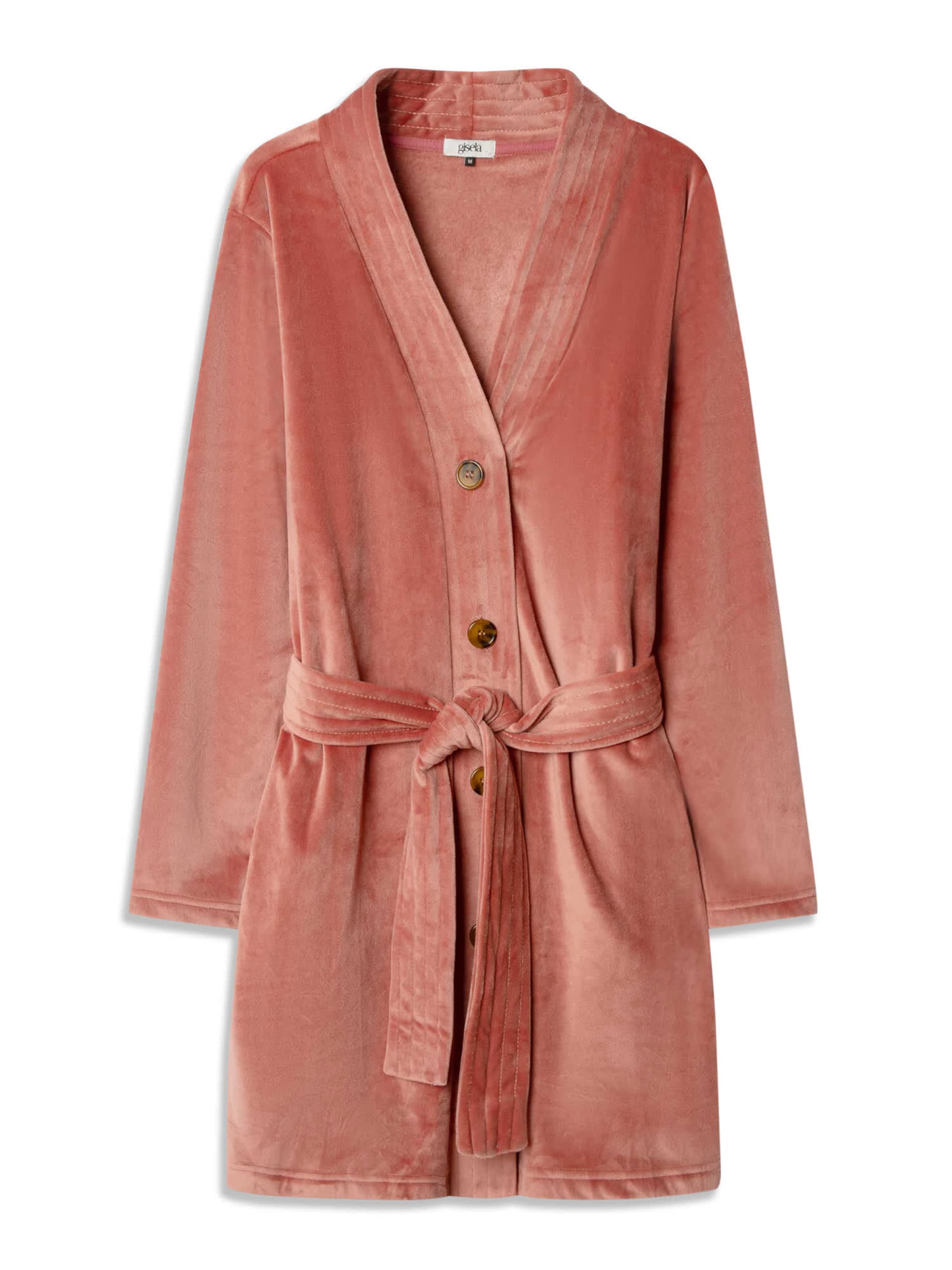 Peignoir court Gisela en rose : devant