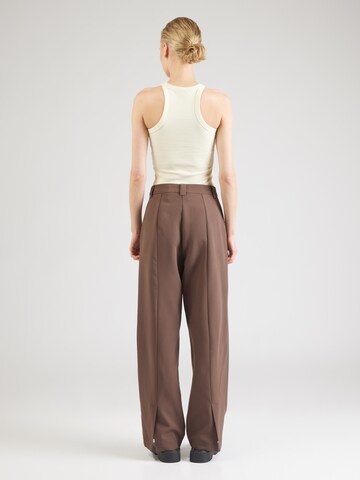 PIECES Wide leg Pleat-front trousers 'PCNimora' in Brown