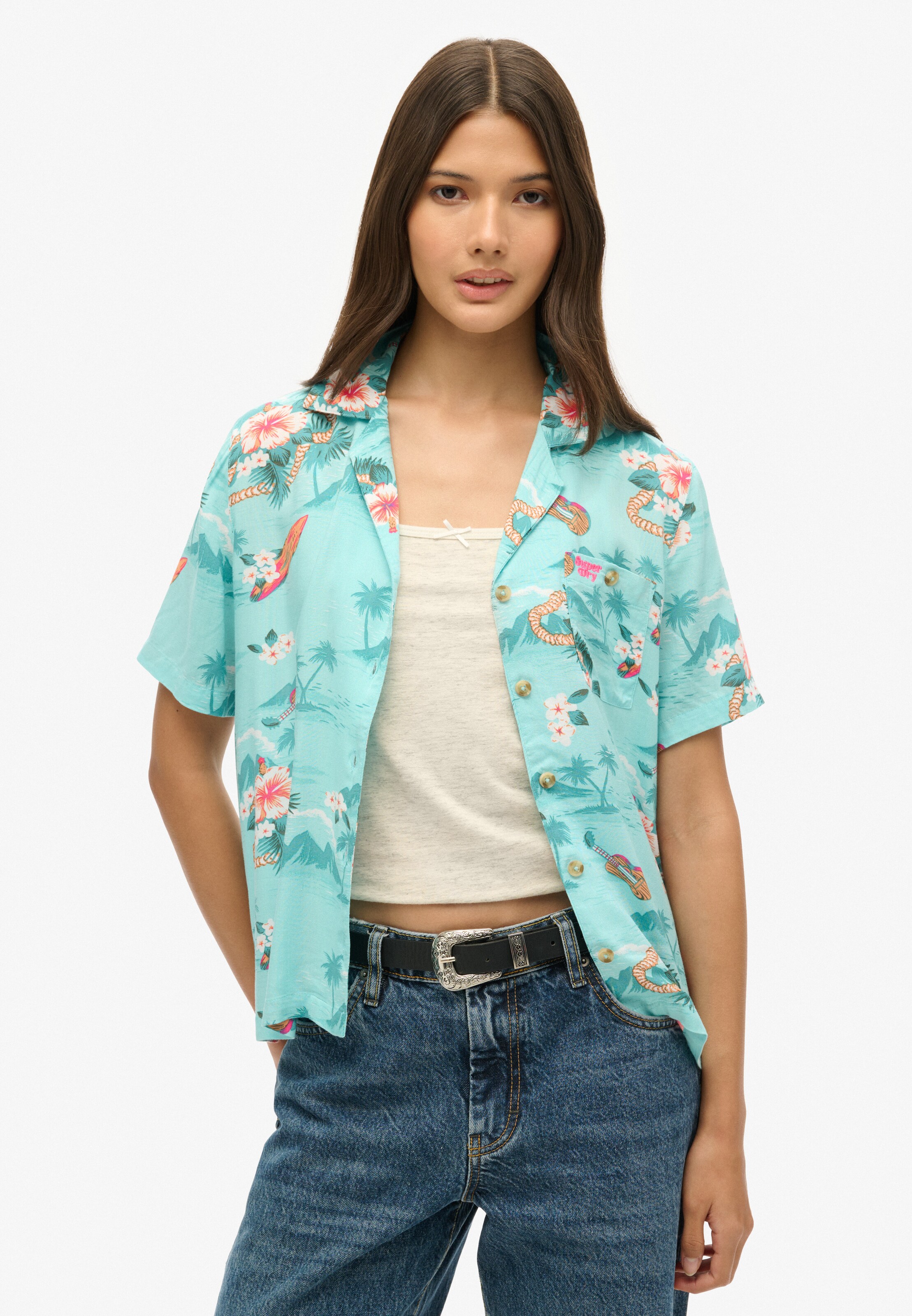 Chemisier Superdry en bleu : devant