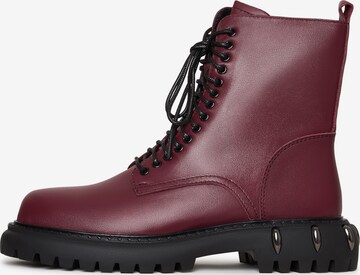 CESARE GASPARI Lace-Up Ankle Boots in Red: front