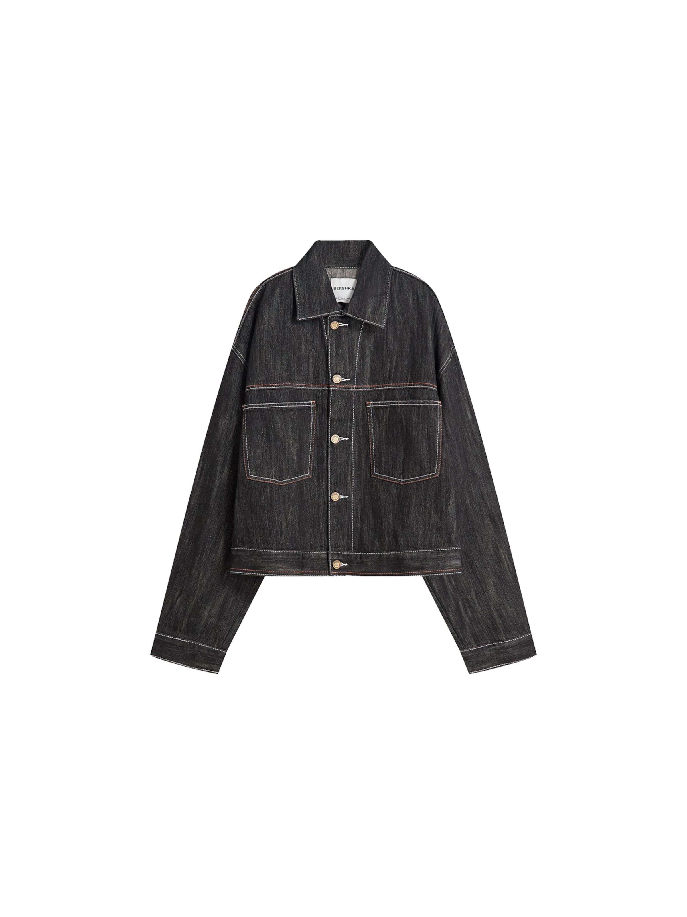 Bershka Kurtka przejściowa w kolorze czarny: przód