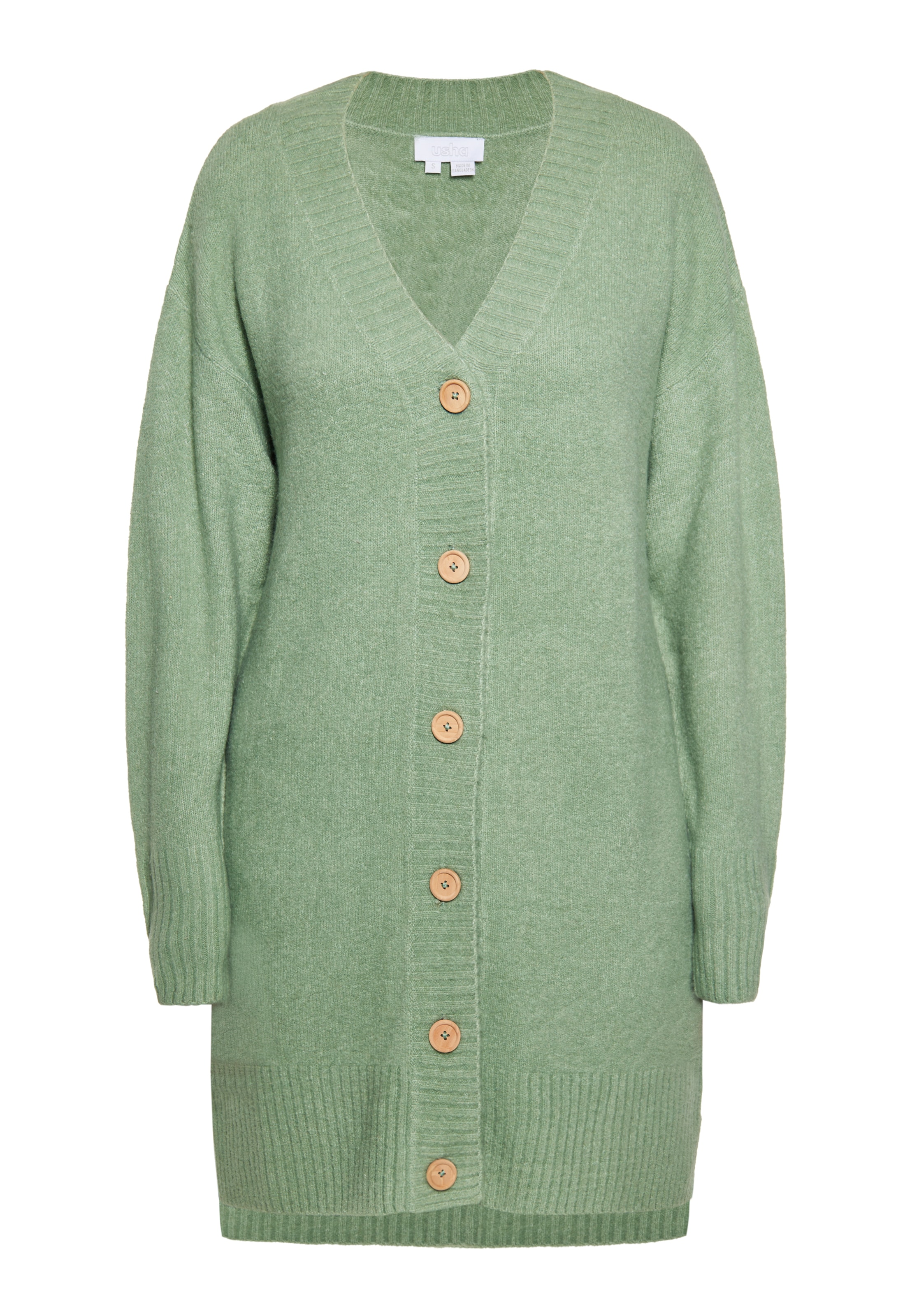 usha WHITE LABEL Gebreid vest in Groen: voorkant