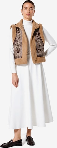 Gilet 'Leather Detailed Embroidered West' di Touché Privé in marrone: frontale