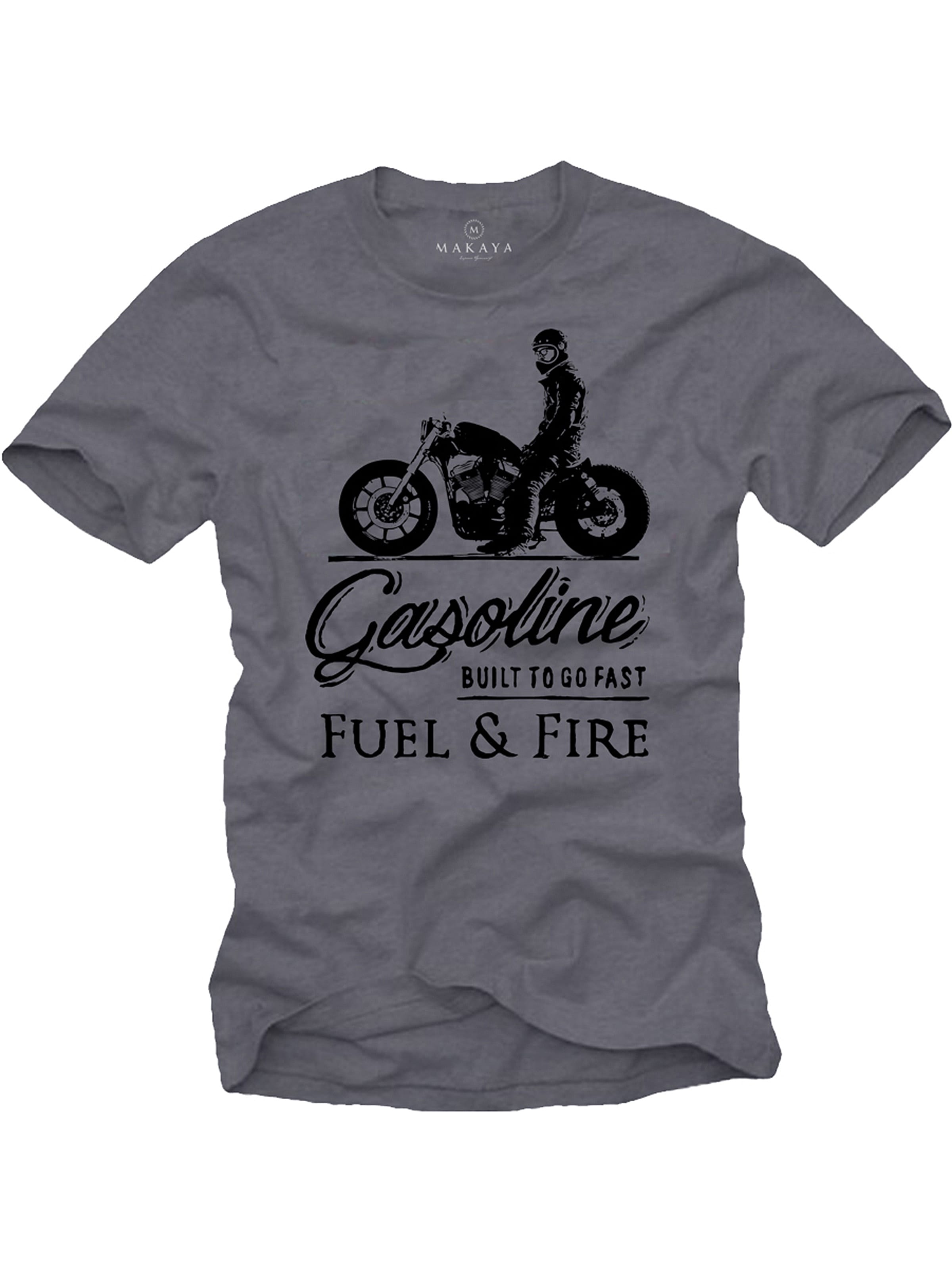 MAKAYA Shirt 'Gasoline Biker' in Grey: front