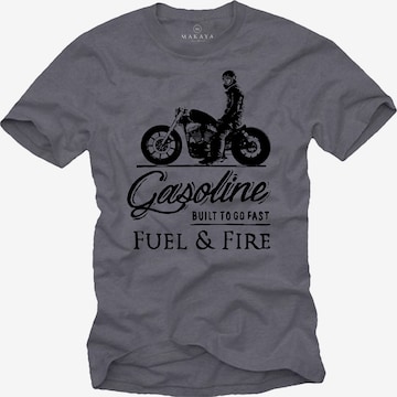 MAKAYA Shirt 'Gasoline Biker' in Grey: front