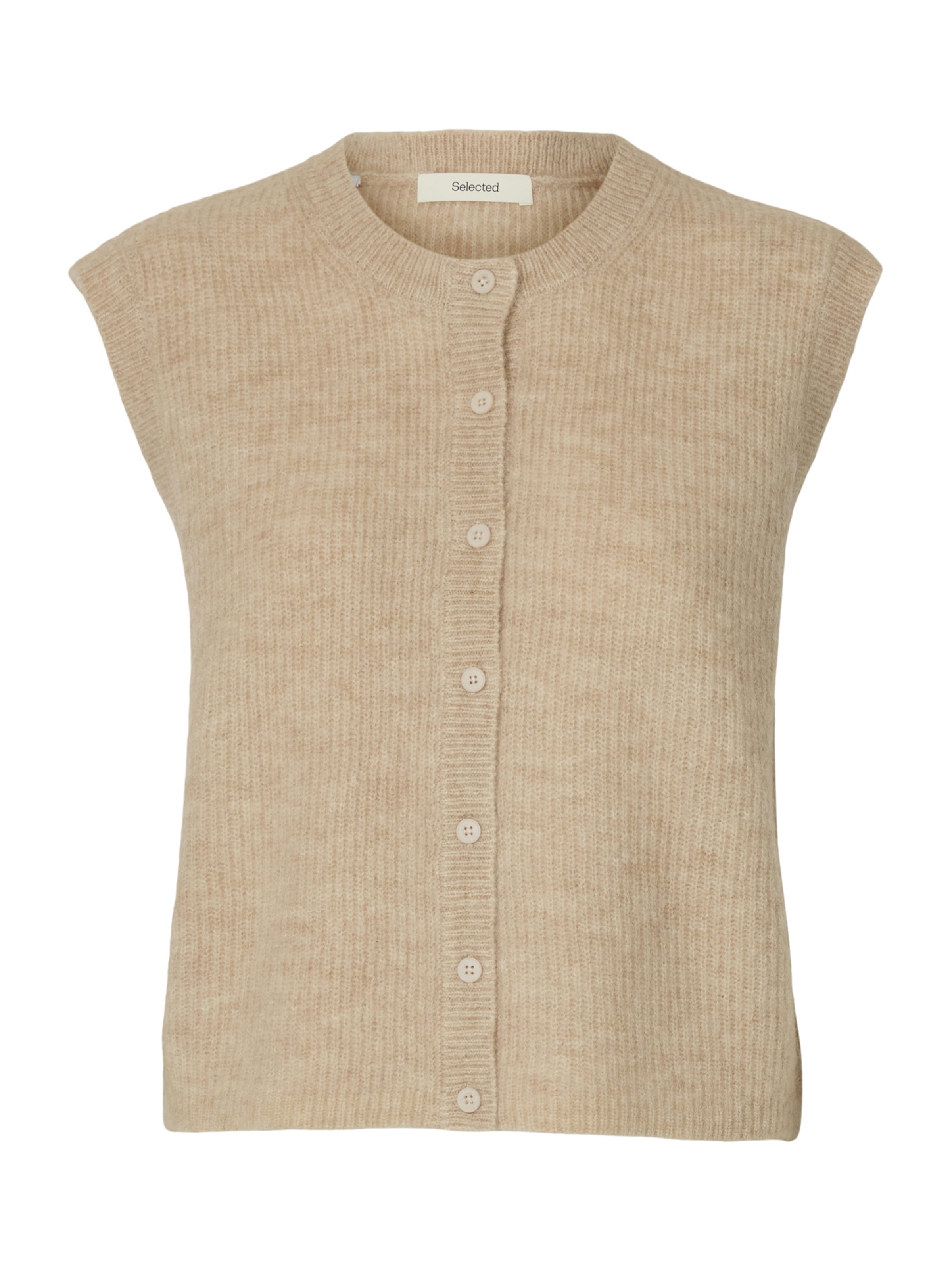 SELECTED Πλεκτό γιλέκο 'SLFLULU' σε μπεζ: μπροστά