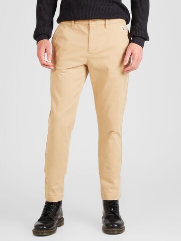 Coupe slim Pantalon chino 'AUSTIN' Tommy Jeans en beige : devant