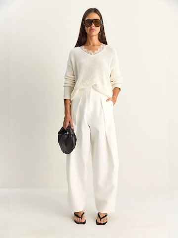 Wide Leg Pantalon à pince Bianco Lucci en blanc