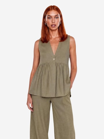 Camicia da donna 'Gilet Lino Bottoni 17589' di I AM in verde: frontale
