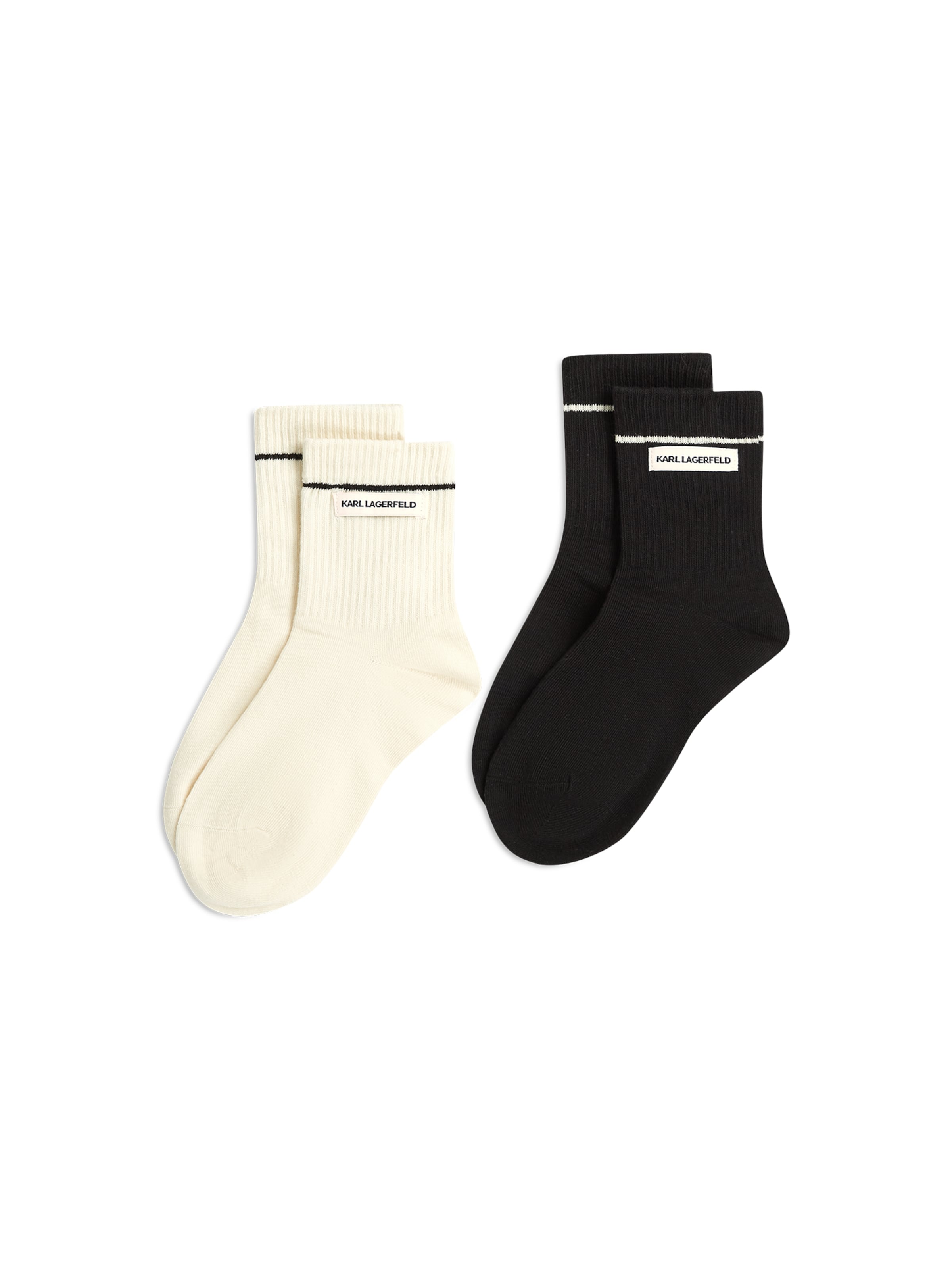 Karl LagerfeldČarape ' Rippensocken mit Logo – 2er-Pack ' - bež boja: prednji dio