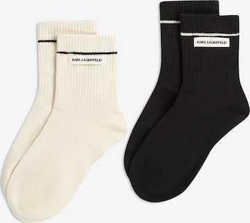 Karl LagerfeldČarape ' Rippensocken mit Logo – 2er-Pack ' - bež boja: prednji dio