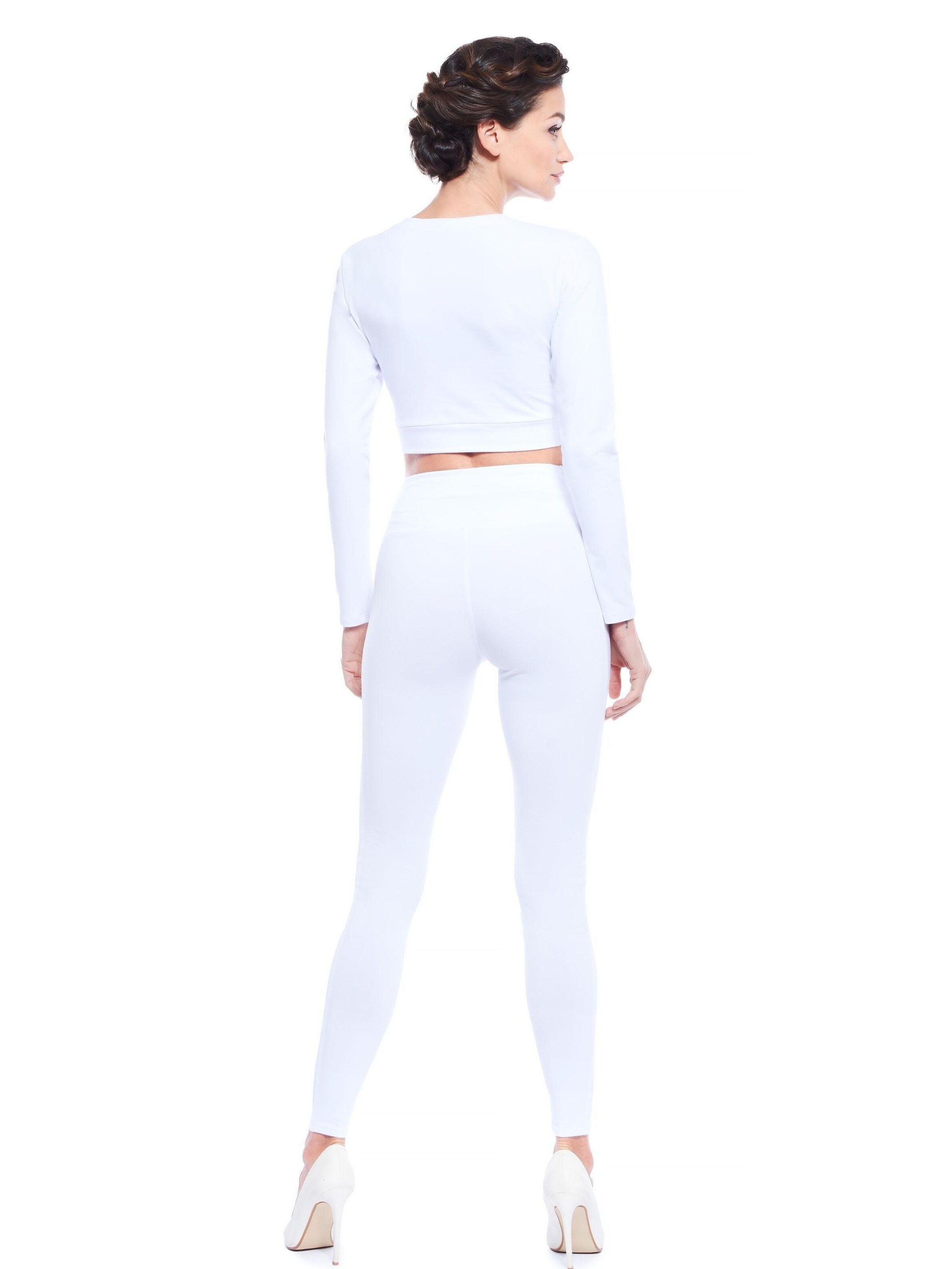 Coupe slim Leggings 'aus Baumwolle mit hohem Bund' Evoni en blanc