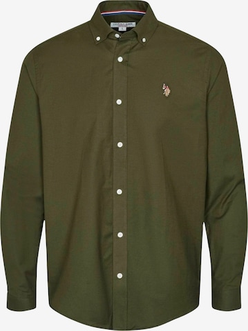 U.S. POLO ASSN. Button Up Shirt 'UMCalvert' in Green: front
