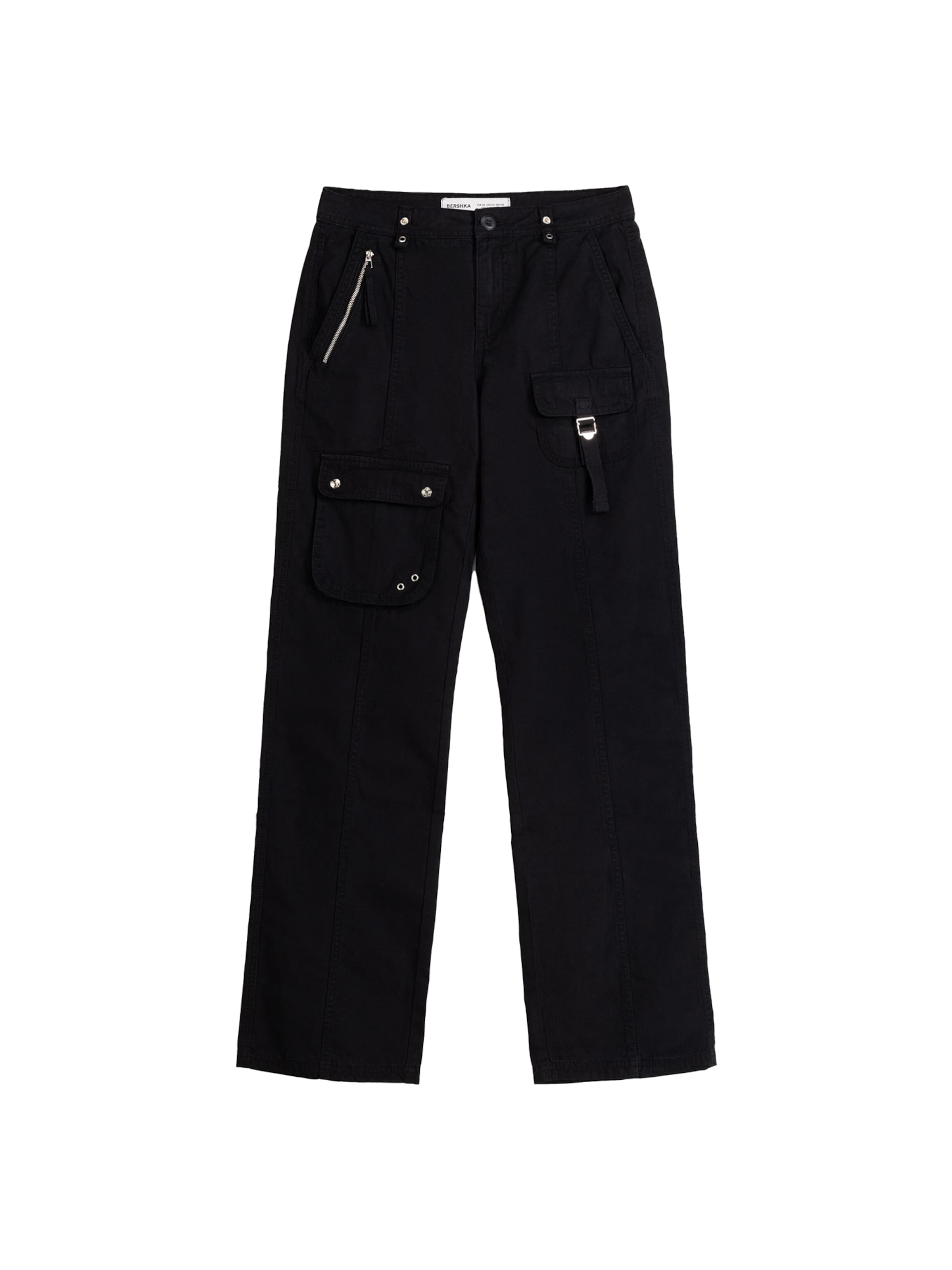 Bershka Loosefit Kapsáče – černá: přední strana