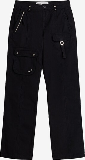 Bershka Pantalon cargo en noir, Vue avec produit