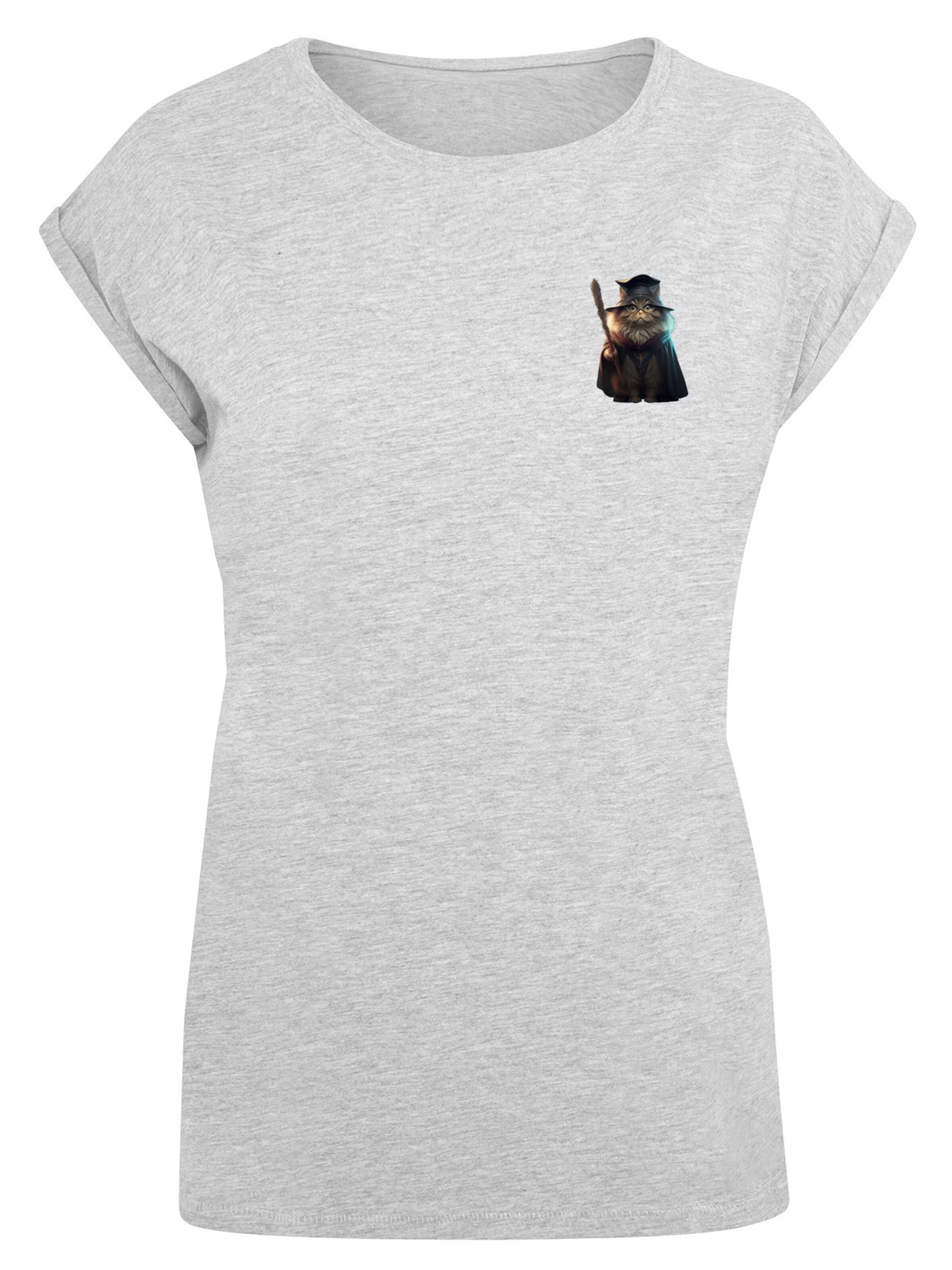 F4NT4STIC Shirt 'Wizard Cat' in Grau: Vorderseite