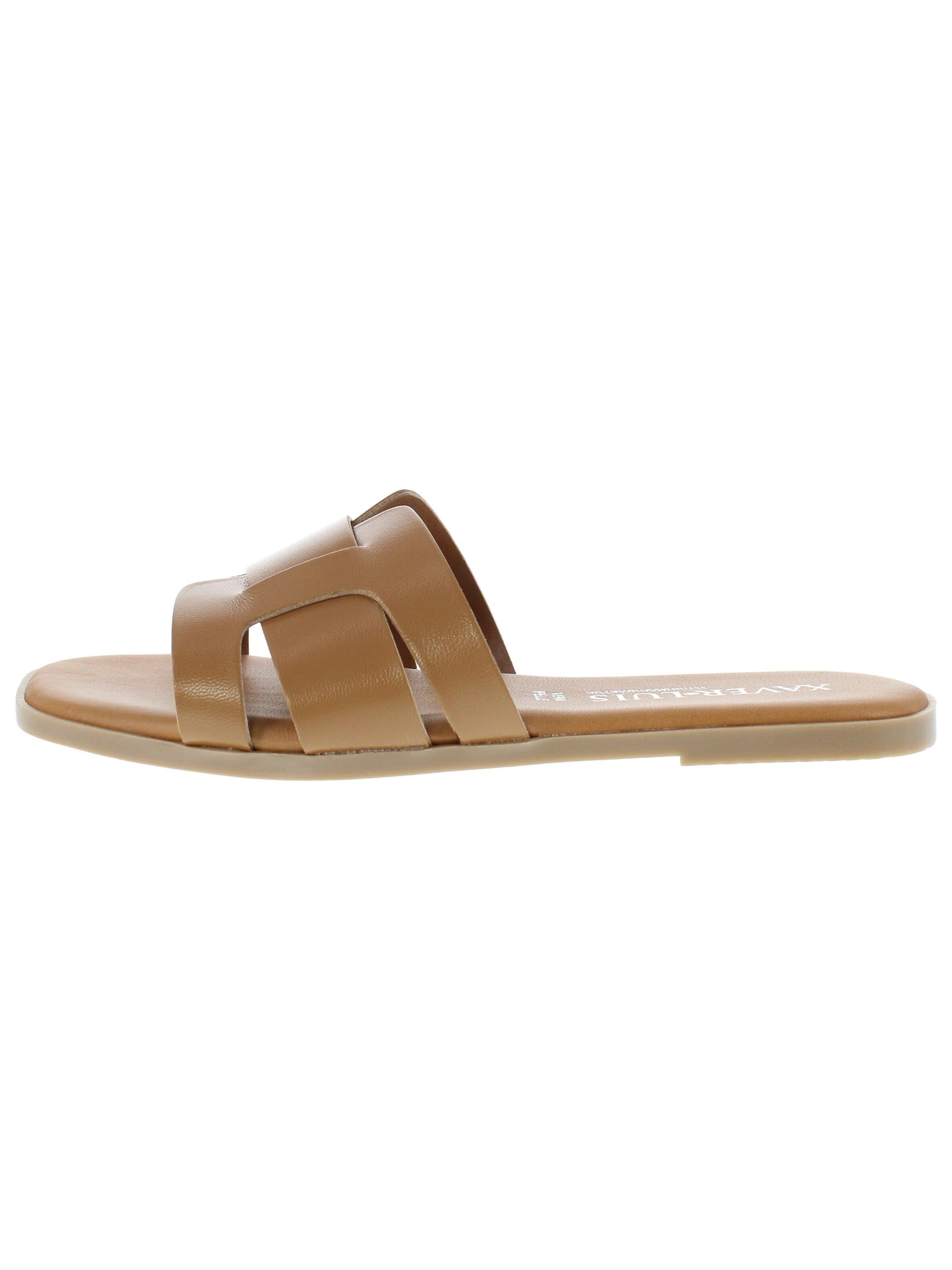 XAVER LUIS Schuhmanufaktur Mules 'Roberta' in Brown: front