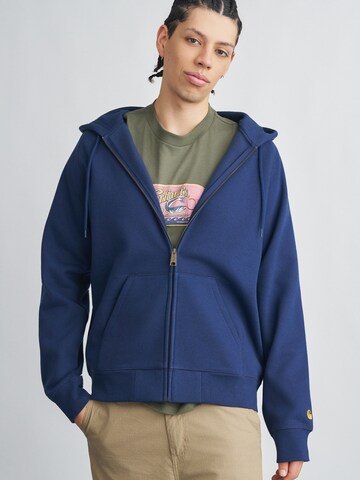 Carhartt WIP Zip-Up Hoodie in Blue: front