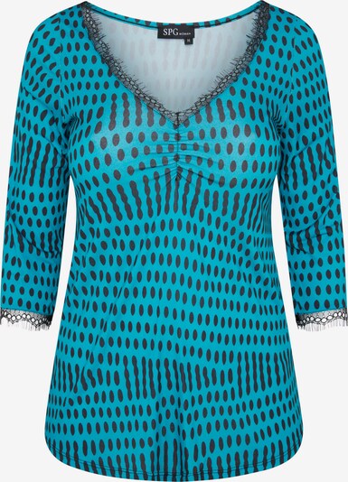 SPGWOMAN V-Shirt in blau / türkis / schwarz, Produktansicht