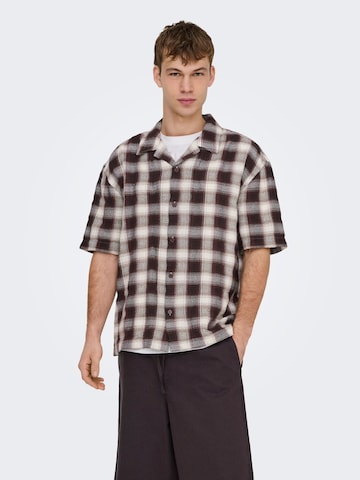 Only & Sons Regular Fit Skjorte 'ONStrev' i brun: forside