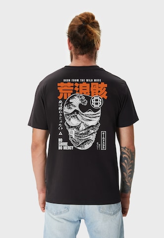 Oldskull Shirt 'Asian Big WaveSkull Graphic' in Black