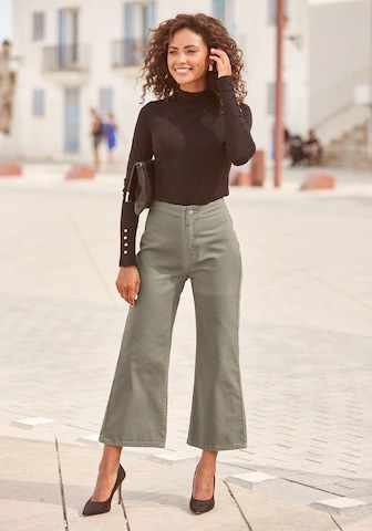 LASCANA Wide leg Jeans in Green: front