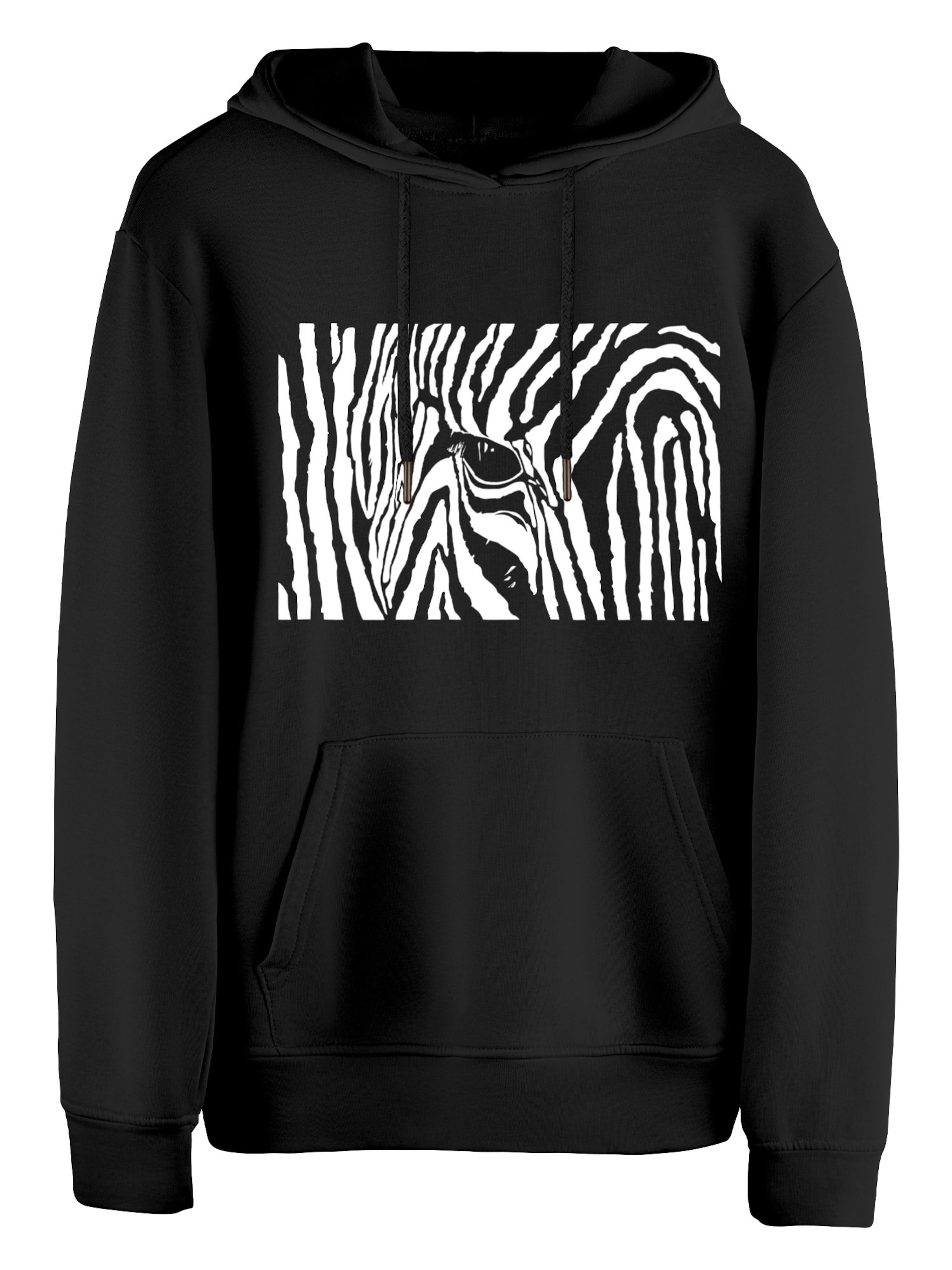 Felpa 'Black & White Zebra Eye' di Cotton Prime in nero: frontale