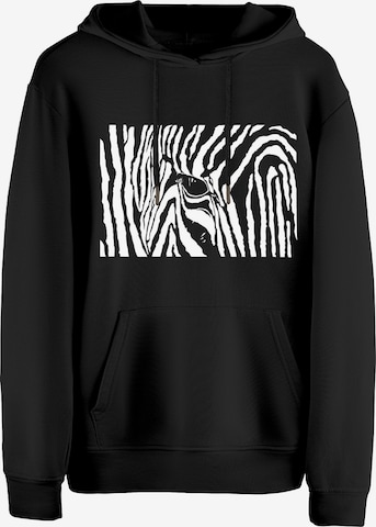 Cotton Prime Sweatshirt 'Black & White Zebra Eye' in Zwart: voorkant