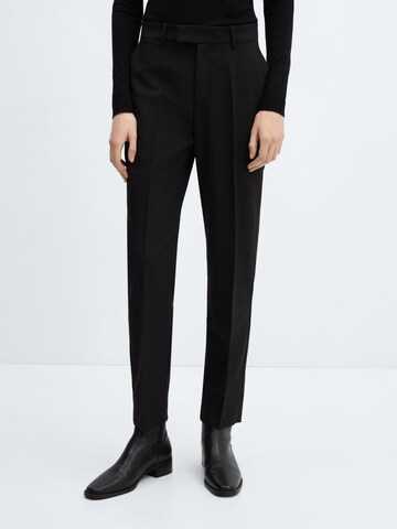 MANGO Slim fit Pleated Pants 'BOREAL' in Black: front