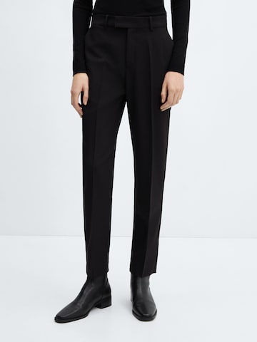 MANGO Slim fit Pleated Pants 'BOREAL' in Black: front