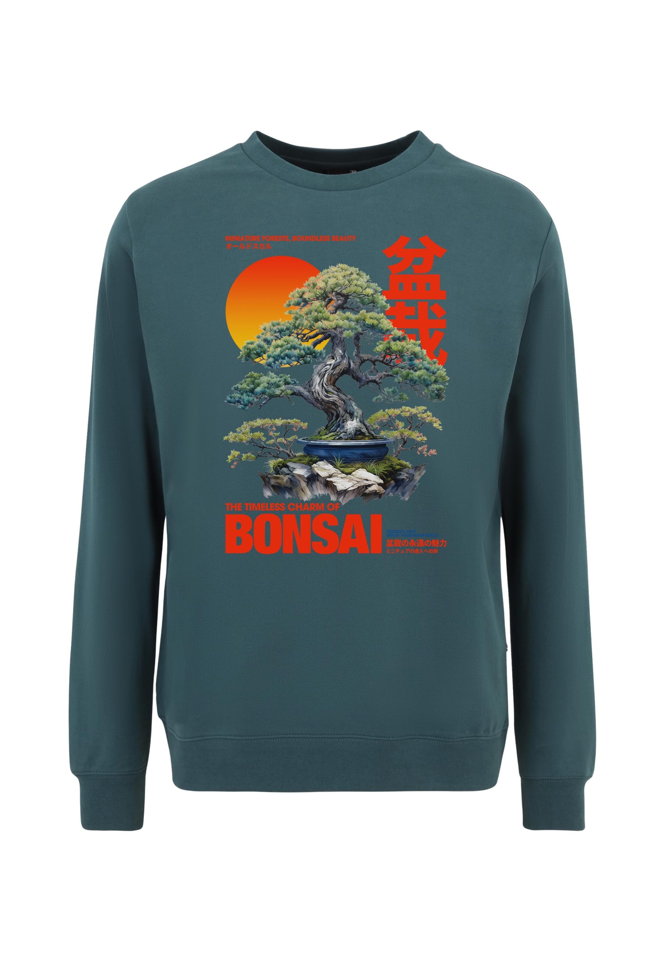 Oldskull Sweatshirt 'Asian Bonsai Harmony Graphic' in Blauw: voorkant