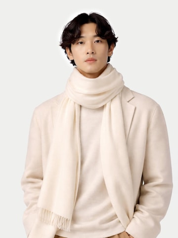 GOBI Cashmere Halsduk 'Unisex Cashmere Fringed Scarf' i vit: framsida
