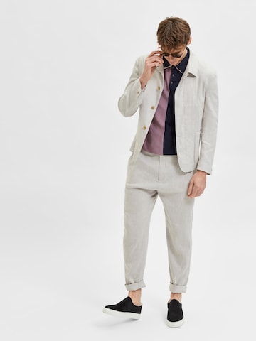 SELECTED HOMME Normální Kalhoty se sklady v pase – šedá