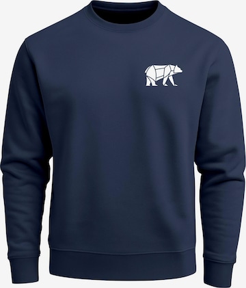 Neverless Sweatshirt 'Bär Lineart Polygon' in Blue: front