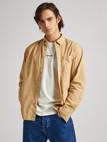 Pepe Jeans Regular fit Button Up Shirt 'Prince' in Beige: front