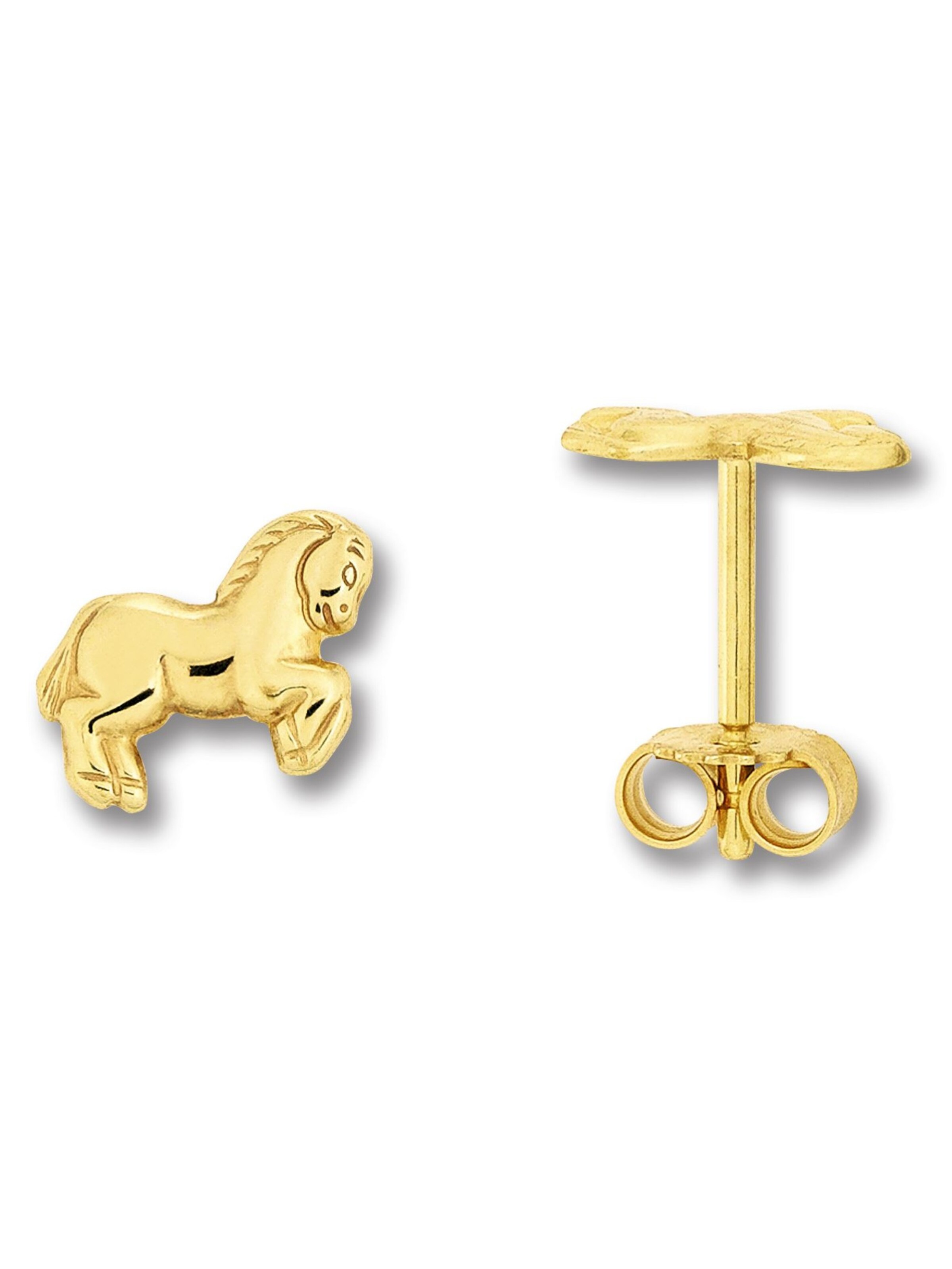 ONE ELEMENT Ohrstecker 'Pferd' in Gold: Vorderseite
