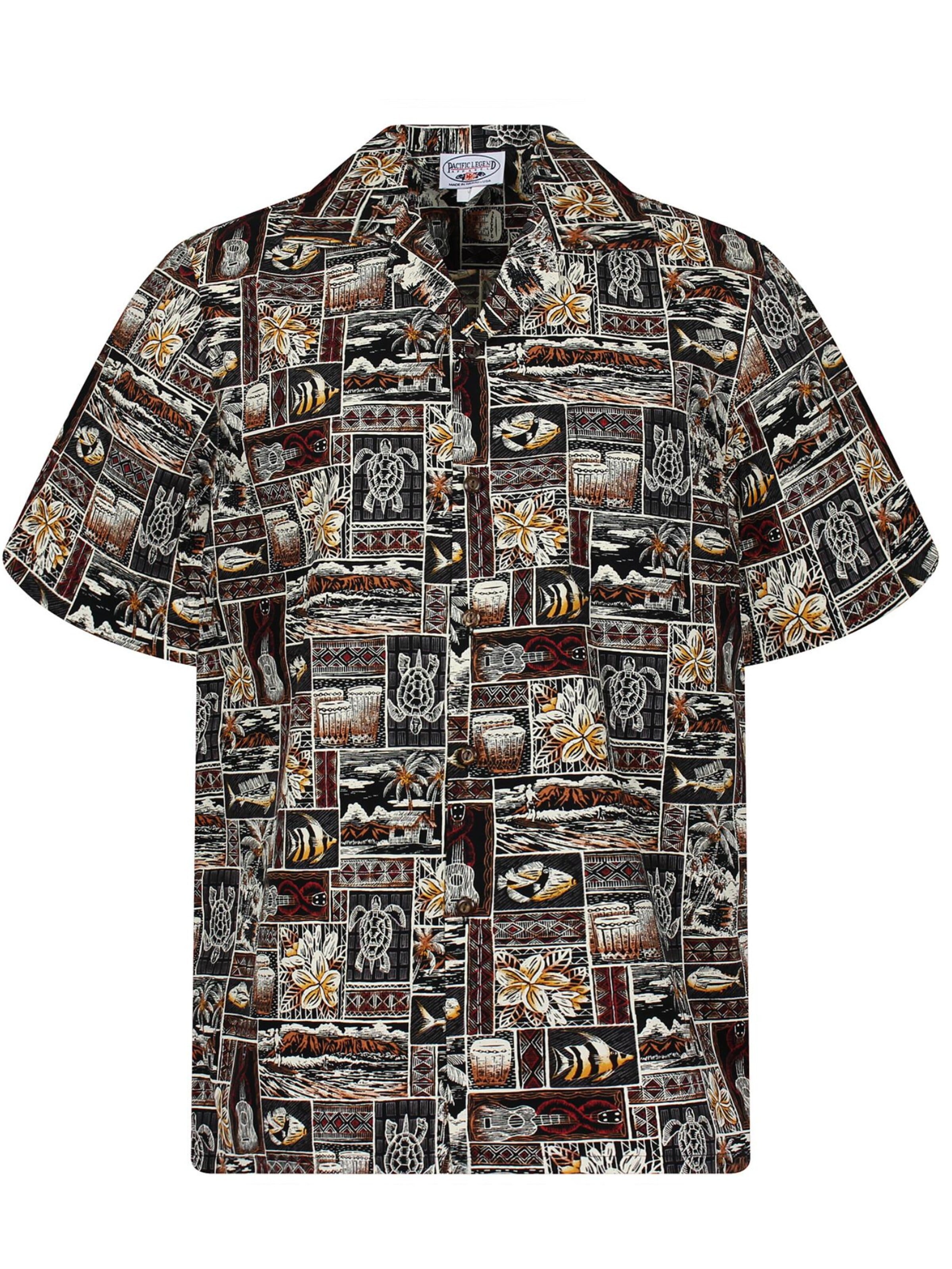 Pacific Legend Regular fit Overhemd 'Puzzle' in Bruin: voorkant