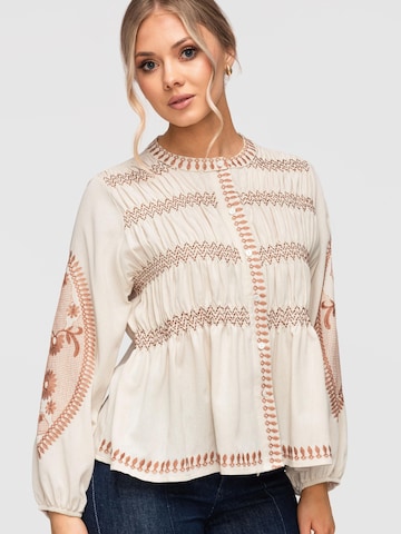 Camicia da donna di Ombre in beige: frontale