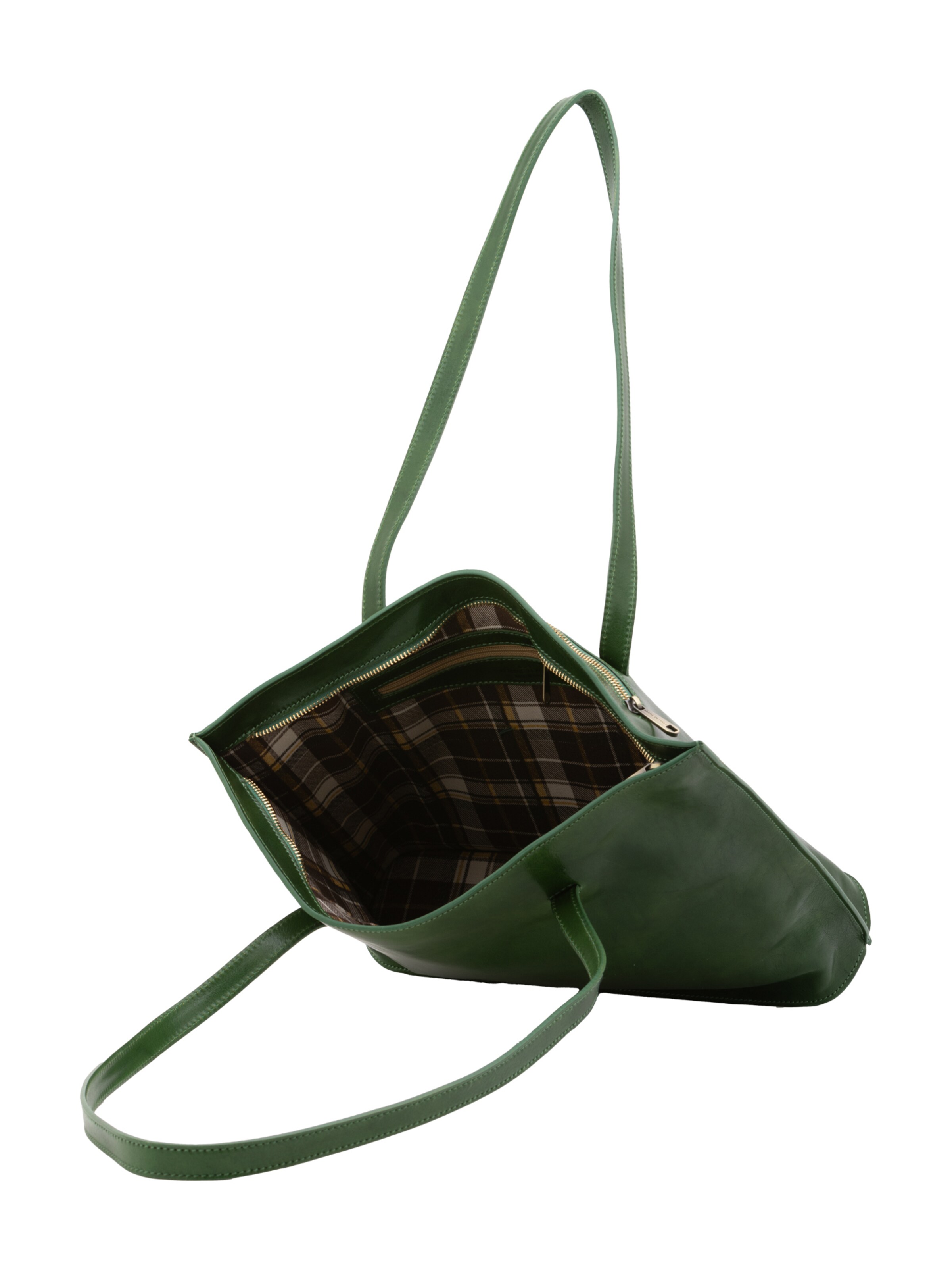 Borsa a spalla 'Borsa a Spalla Donna Pelle Vera Vacchetta - Chiusura Zip Made in Italy' di I Fratelli in verde
