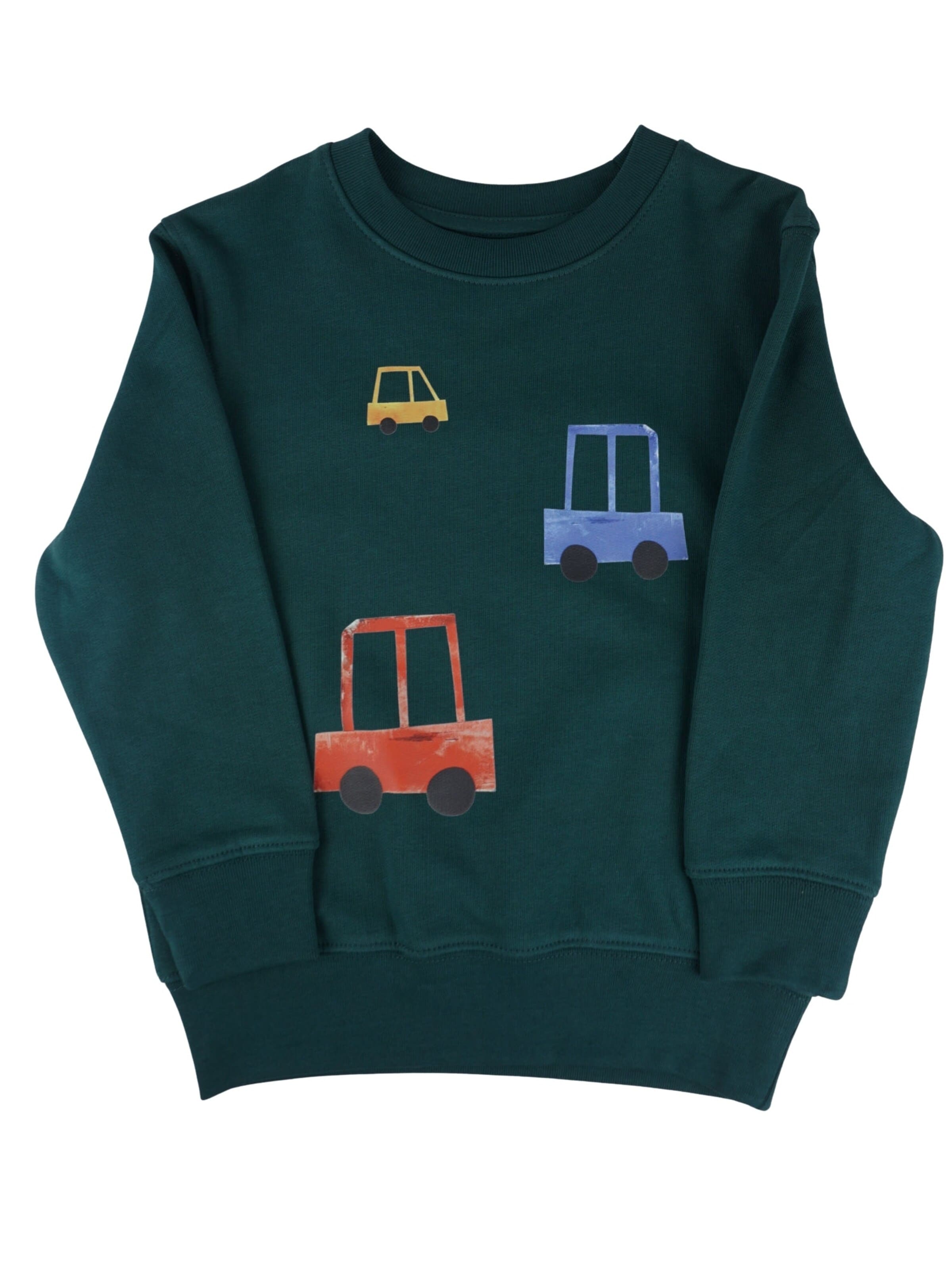 MelaDi Sweatshirt 'Autos'‌‌‌‌‌‌ in Grün: Vorderseite