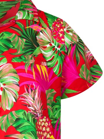 King Kameha Shirt 'Pineapple Leaves' in Rot