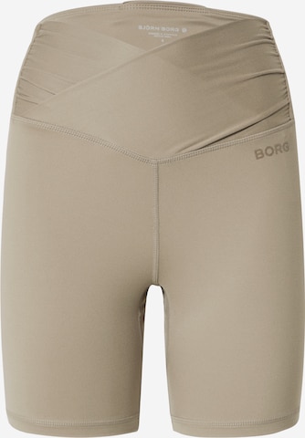 BJÖRN BORG Skinny Workout Pants in Grey: front