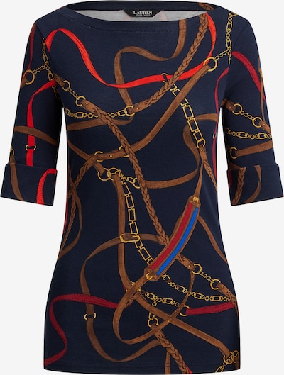 Lauren Ralph Lauren Petite Majica 'JUDY' u mornarsko plava / smeđa / zlatno žuta / crvena, Pregled proizvoda