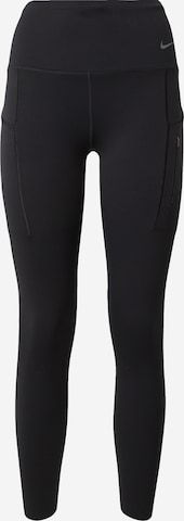 NIKE Skinny Workout Pants 'GO' in Black: front