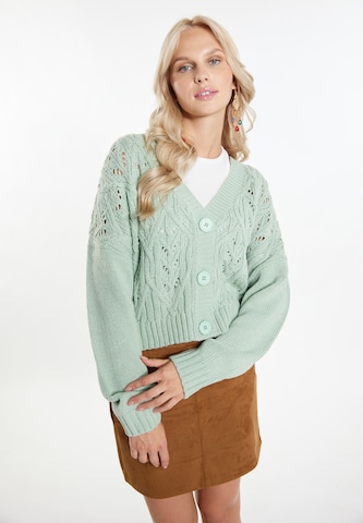 IZIA Knit Cardigan 'Eyota' in Green: front