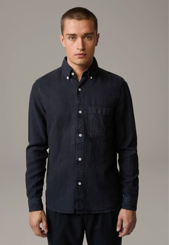 STRELLSON Comfort fit Button Up Shirt 'Nero' in Blue: front