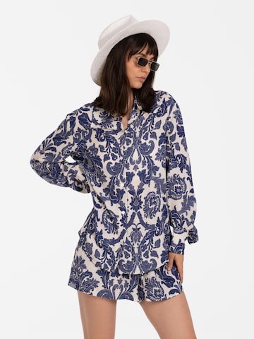 Camicia da donna 'Daya' di mandragora in blu: frontale