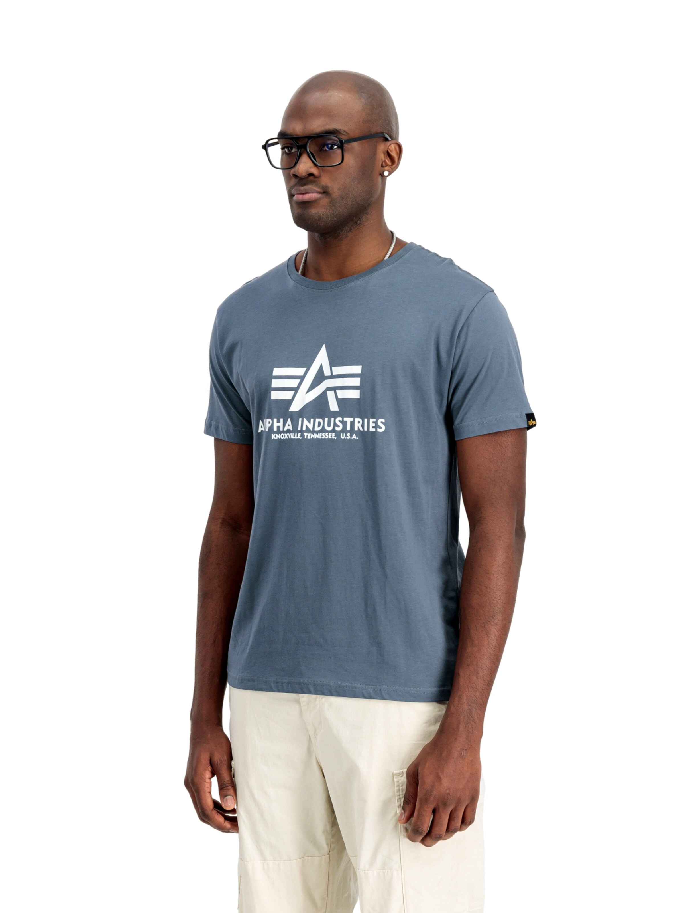 Tricou de la ALPHA INDUSTRIES pe albastru: față